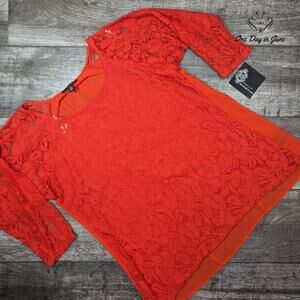 Signature Studio Floral Lace Layered Top Size L